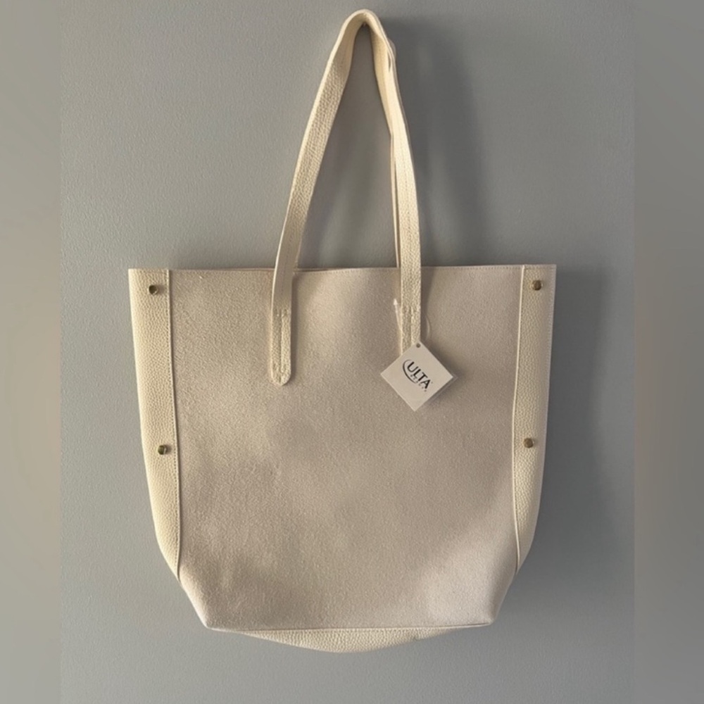 Ulta Beauty Cream Tote Bag with Structured Design